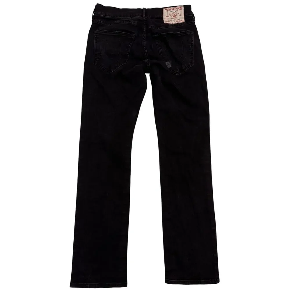 True Religion Men's Ricky Relaxed Straight Black Jeans Sz 31x33 Imperfection